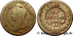 Un décime Dupré, grand module, &nbsp;refrappage&nbsp; du 2 décimes 1797 Metz F.128/4 RC8 