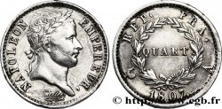 Quart (de franc) Napoléon Ier tête laurée, République française 1807 Paris F.161/1