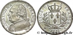 5 francs Louis XVIII, buste habillé 1814 Paris F.308/1 SPL64 