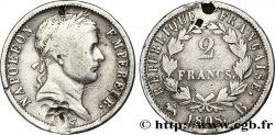 2 francs Napoléon Ier tête laurée, République française 1808 Rouen F.254/5