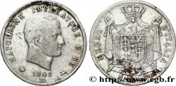 5 lire Napoléon Empereur et Roi d’Italie, 2ème type, tranche en creux 1808 Milan M.219 