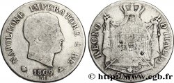 5 lire Napoléon Empereur et Roi d’Italie, 1er type, tranche en relief 1809 Milan M.220 