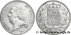 5 francs Louis XVIII, tête nue 1824 La Rochelle F.309/91