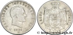 5 lire Napoléon Empereur et Roi d’Italie, 2ème type, tranche en creux 1808 Milan M.219 