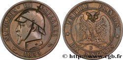 Dix centimes Napoléon III, tête nue, satirique 1855 Rouen F.133/21 var.