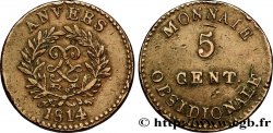 5 cent. Anvers au double L, frappe de l’arsenal de la marine 1814  Anvers F.115E/1 var.