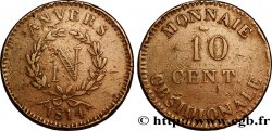 10 cent. Anvers à l’N, frappe de l’atelier de Wolschot 1814 Anvers F.130A/2