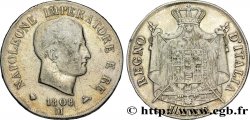 5 lire Napoléon Empereur et Roi d’Italie, 1er type, tranche en relief 1808 Milan M.218 