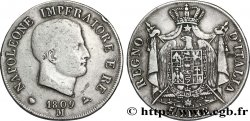 5 lire Napoléon Empereur et Roi d’Italie, 1er type, tranche en relief 1809 Milan M.220 