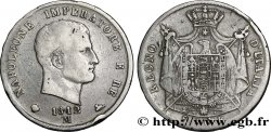 5 lire Napoléon Empereur et Roi d’Italie, 2ème type, tranche en creux 1812 Milan M.226 