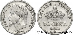 50 centimes Napoléon III, tête laurée 1864 Strasbourg F.188/3