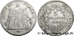 5 francs Union et Force, Union serré, seulement gland extérieur 1798 Lille F.288/92