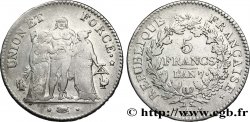 5 francs Union et Force, Union serré, seulement gland extérieur 1799 Paris F.288/98