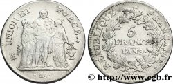 5 francs Union et Force, Union serré, avec glands intérieurs et gland extérieur 1801 Bordeaux F.288/159