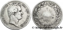 5 francs type Tiolier avec le I, tranche en creux 1831 Strasbourg F.315/16