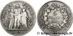 5 francs Union et Force, Union serré, avec glands intérieurs et gland extérieur 1799 Paris F.288/103