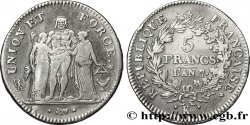 5 francs Union et Force, Union desserré, avec glands intérieurs et gland extérieur 1799 Bordeaux F.291/23
