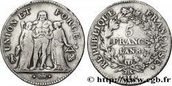 5 francs Union et Force, Union desserré, avec glands intérieurs et gland extérieur 1800 Bayonne F.291/40