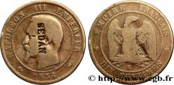 Dix centimes Napoléon III, tête nue, contremarqué SEDAN 1856 Bordeaux F.133/66 var.
