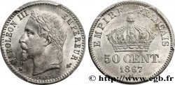 50 centimes Napoléon III, tête laurée 1867 Strasbourg F.188/15 SPL64 PCGS