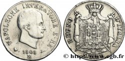 5 lire Napoléon Empereur et Roi d’Italie, 1er type, tranche en relief 1808 Milan M.218 