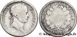 2 francs Napoléon Ier tête laurée, Empire français 1809 Rouen F.255/2