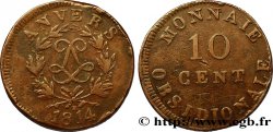 10 cent. Anvers au double L, frappe de l’atelier de Wolschot 1814  Anvers F.130C/2