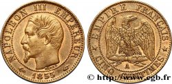 Cinq centimes Napoléon III, tête nue 1855 Paris F.116/17