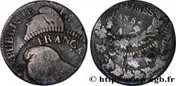 Cinq centimes Dupré, grand module, double frappe 1797 Paris F.115/1 var.