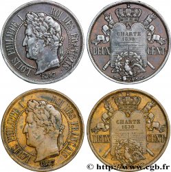 Lot de deux essais de deux centimes à la Charte 1847 Paris VG.3004 