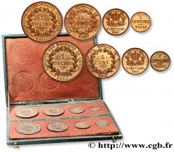 Boîte contenant huit essais, refonte des monnaies de cuivre n.d.  