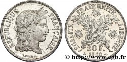 Concours de 20 francs, essai de Barre, buste sans les symboles 1848 Paris VG.3043 var. SUP62 