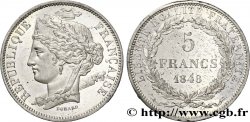 Concours de 5 francs, essai en étain par Domard, troisième revers 1848 Paris VG.3071 var. SUP60 