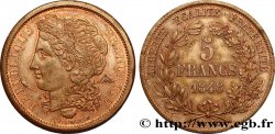 Concours de 5 francs, essai en cuivre par Farochon, premier concours, troisième revers 1848 Paris VG.3072 var. SUP62 