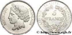 Concours de 5 francs, essai en étain attribué à Gayrard, deuxième concours 1848 Paris VG.3077 var SPL63 