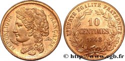 Concours de 10 centimes, essai en cuivre par Farochon, premier revers 1848 Paris VG.3139 var.