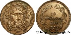 Concours de 10 centimes, essai en cuivre par Moullé, deuxième revers 1848 Paris VG.3148 var. rev. TTB50 