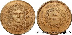 Concours de 10 centimes, essai en cuivre par Moullé, troisième revers 1848 Paris VG.3148 var.
