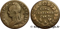 Cinq centimes Dupré, grand module 1799 Paris/Orléans F.115/57 TB25 