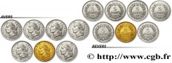 Lot de sept pièces de 5 francs Lavrillier (nickel et bronze-aluminium) -  F.336/2
