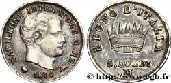 5 soldi Napoléon Empereur et Roi d’Italie 1814 Milan M.285 