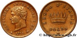 Soldo Napoléon Empereur et Roi d’Italie, 2ème type 1813 Milan M.303  TTB52 