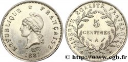 Essai de 5 centimes d’après Dupré, sur flan rond 1881 Paris VG.3972 