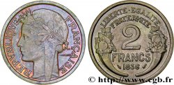 Essai de 2 francs Morlon, fer plaqué nickel au revers (??) 1936 Paris VG.5432  SPL63 