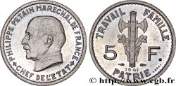 Essai de 5 francs Pétain en cupro-nickel, 2e projet de Bazor 1941 Paris VG.5574 