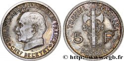 Essai de 5 francs Pétain en cupro-nickel, 2e projet de Bazor 1941 Paris GEM.142 38 SPL63 