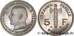 Essai de 5 francs Pétain en fer plaqué nickel, 3e projet de Bazor (type adopté) 1941 Paris GEM.142 60 SPL64 