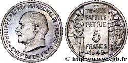 Essai grand module de 5 francs Pétain en bronze-nickel par Bazor et Galle 1942 Paris GEM.143 2 SPL63 
