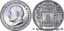 Essai grand module de 5 francs Pétain en aluminium par Bazor et Galle 1942 Paris GEM.143 3 SPL64 