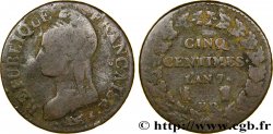 Cinq centimes Dupré, grand module 1799 Strasbourg F.115/61